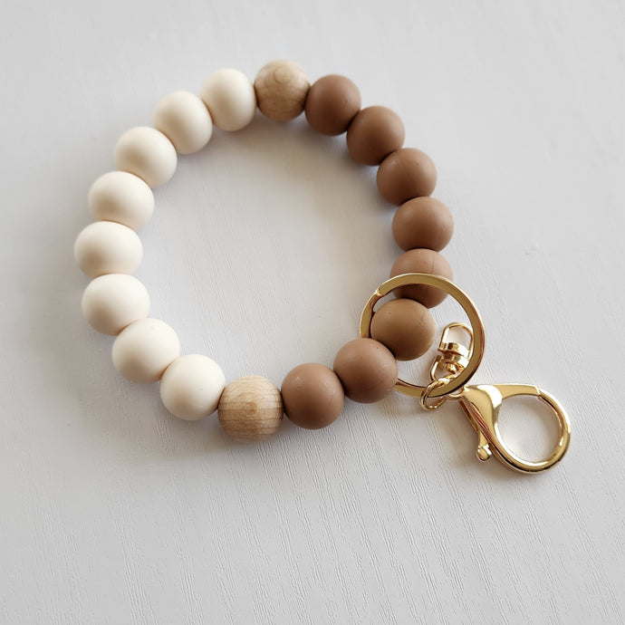 Bracelet porte-clé - Caramel & Ivoire