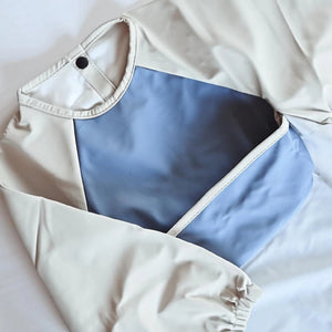 Bavette manche longue - Tricolor bleu - 6-12 mois