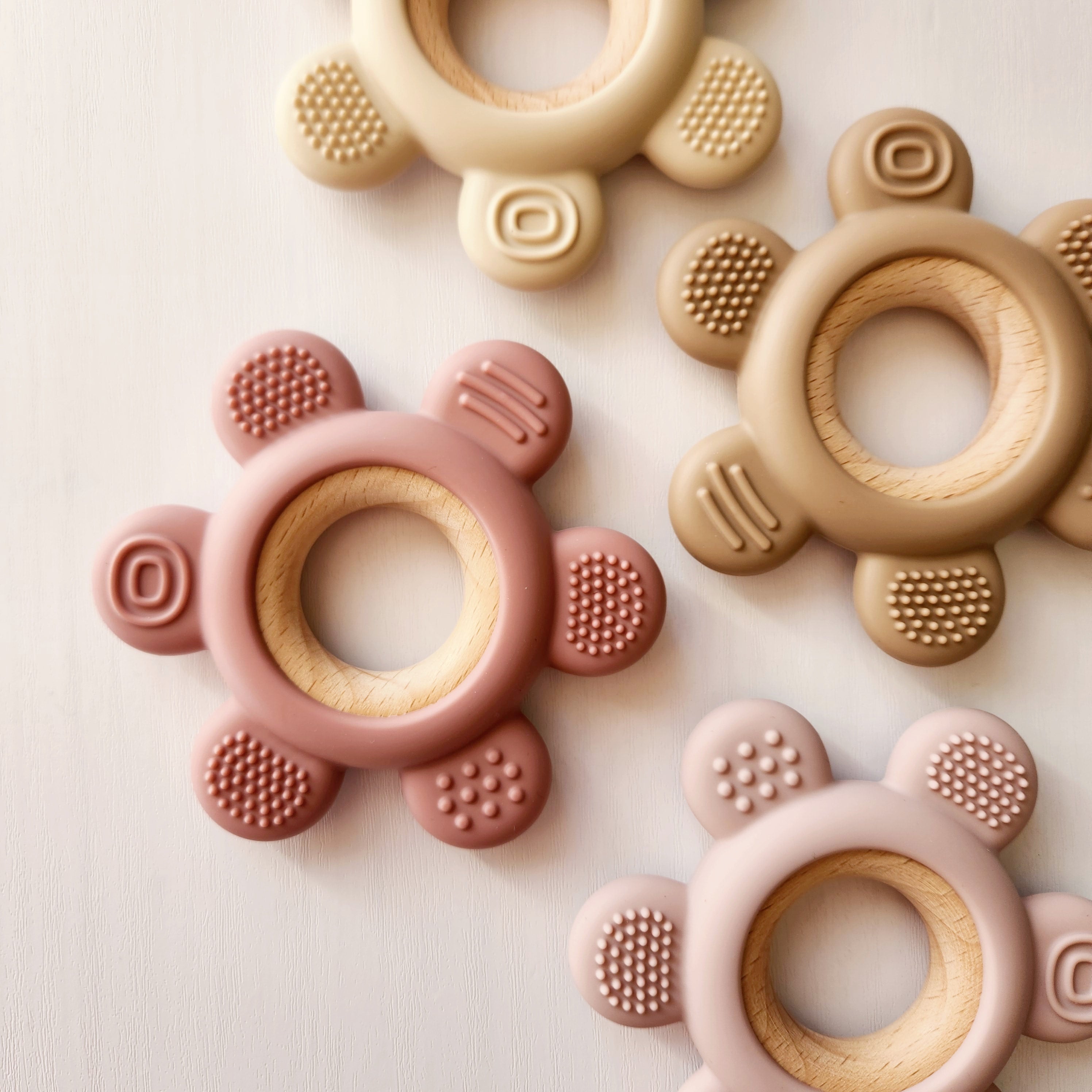 Jouet de dentition - Fleur silicone / bois
