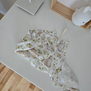 Mini doudou mousseline - Pour la suce - 70% bamboo 30% coton - Modèle Lapin