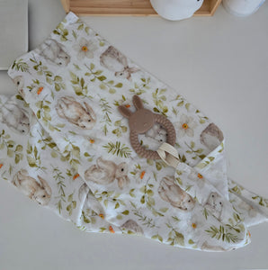 Mini doudou mousseline - Pour la suce - 70% bamboo 30% coton - Modèle Lapin