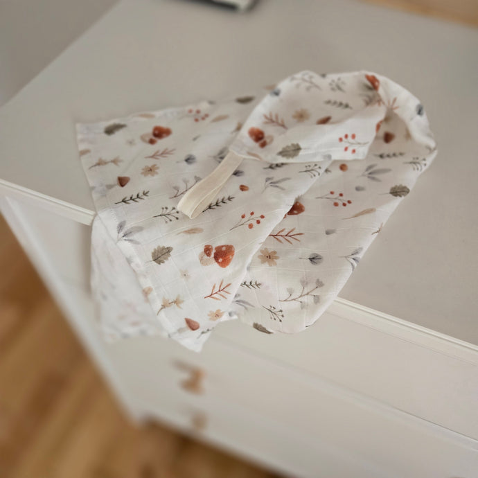 Mini doudou mousseline - Pour la suce - 70% bamboo 30% coton - Modèle Champignon