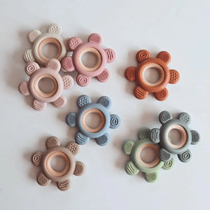 Jouet de dentition - Fleur silicone / bois