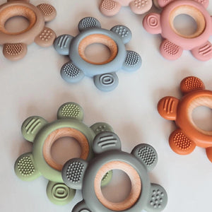 Jouet de dentition - Fleur silicone / bois