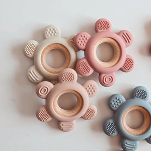 Jouet de dentition - Fleur silicone / bois