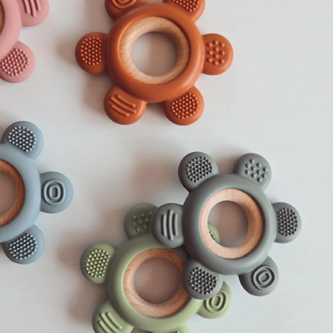 Jouet de dentition - Fleur silicone / bois