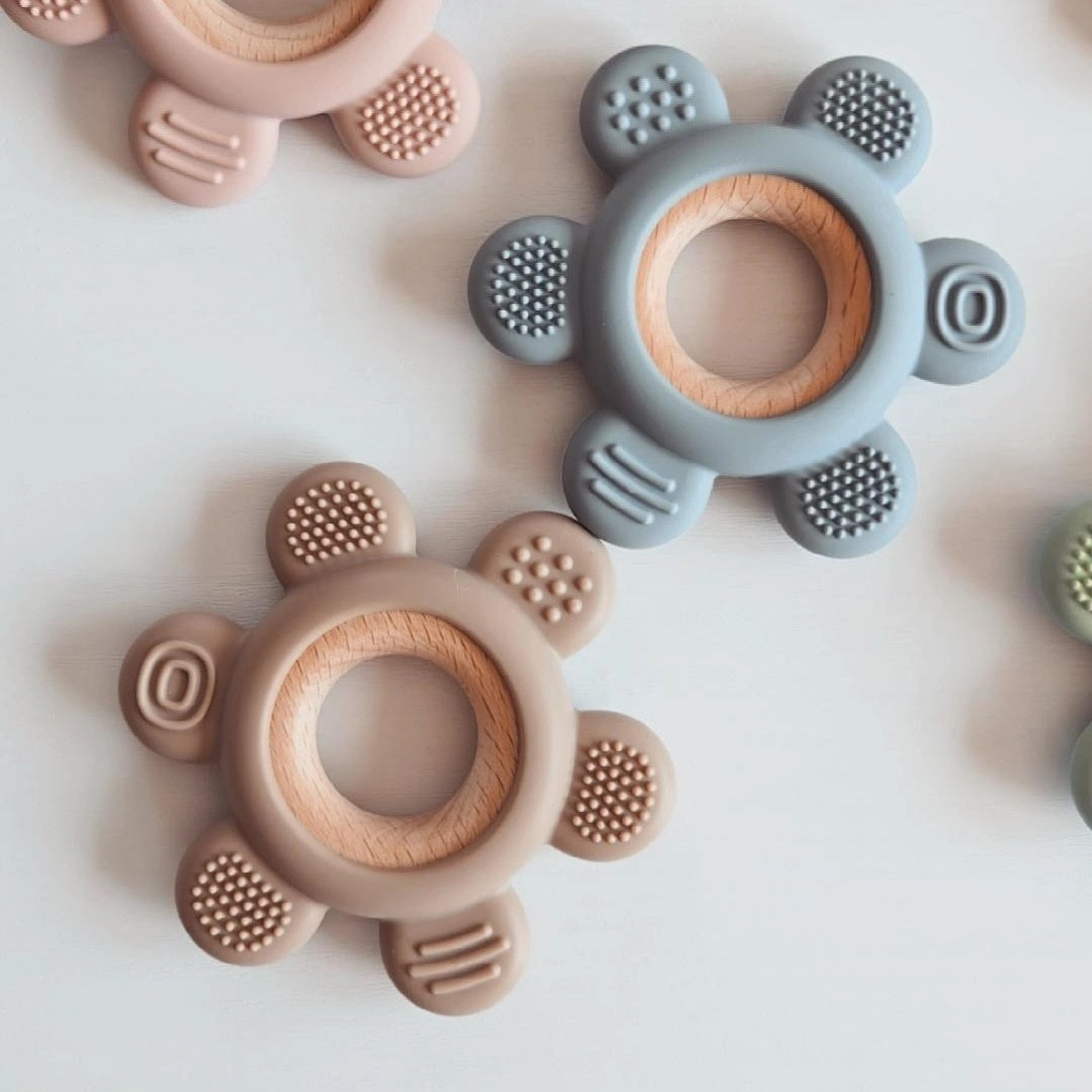 Jouet de dentition - Fleur silicone / bois