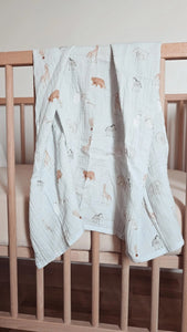 Petite mousseline - Doux animaux - 50% bamboo /50% coton - 31"x31"