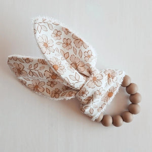 Oreille de lapin - Blanc fleurs beige