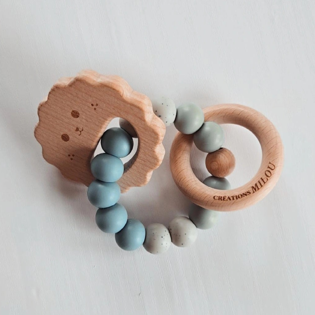 Hochet de dentition  - Petit Lion - Vert de gris
