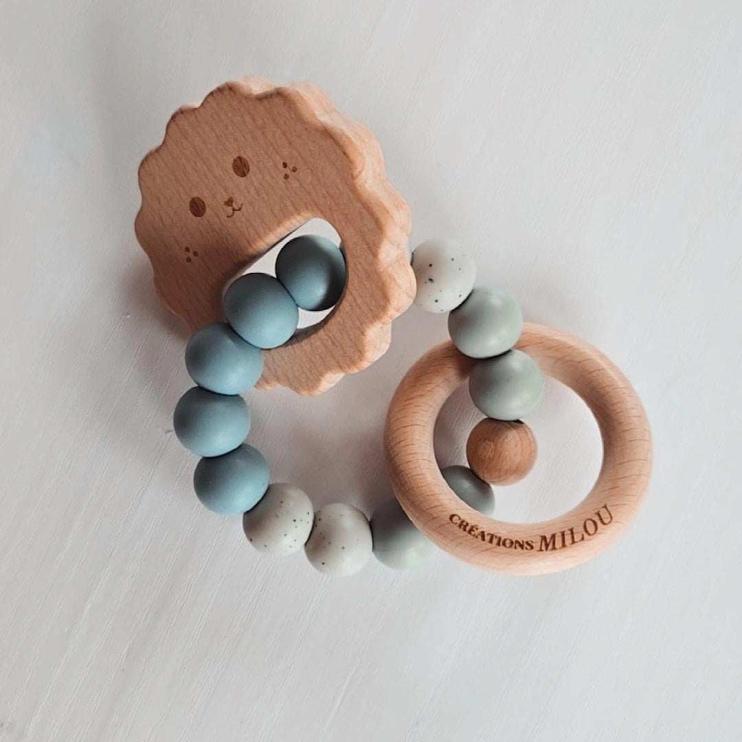 Hochet de dentition  - Petit Lion - Vert de gris