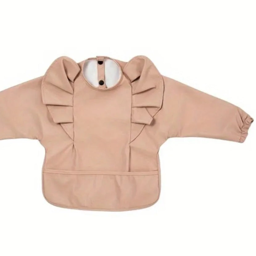 SOLDE Bavette manche longue - Unis froufrou - Panier en hauteur 6-18 mois