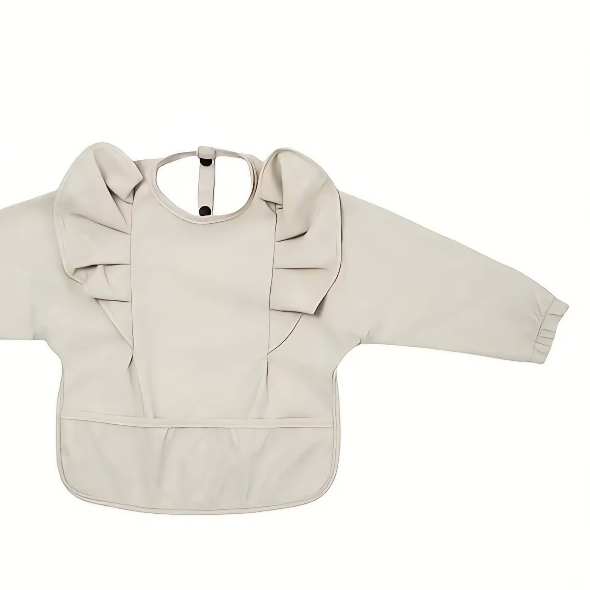 SOLDE Bavette manche longue - Unis froufrou - Panier en hauteur 6-18 mois