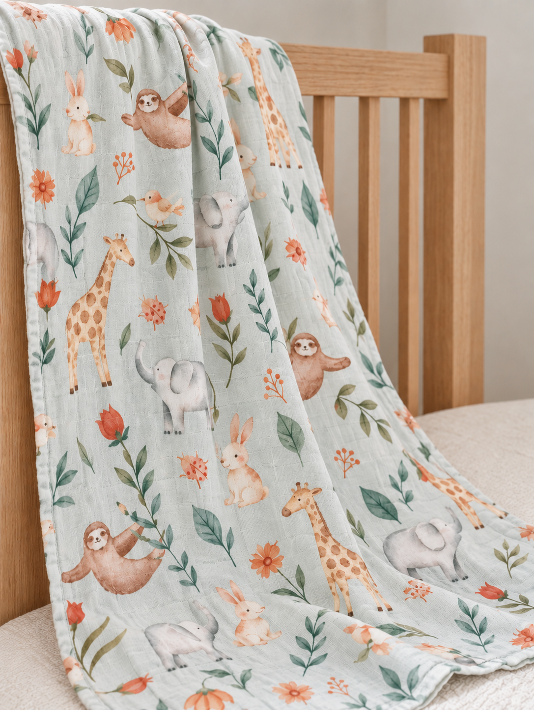 Mousseline - Animaux  -   47 "x 47"  70% bamboo 30% coton