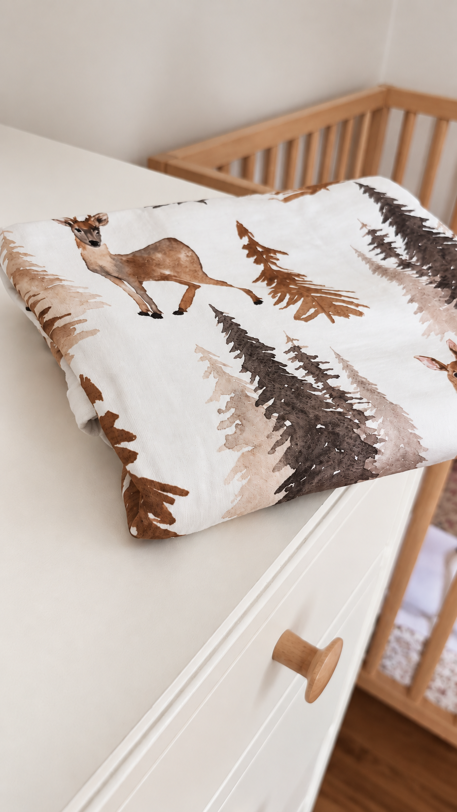 Doudou Jersey - Cerf / Feuillage 34" x 44"