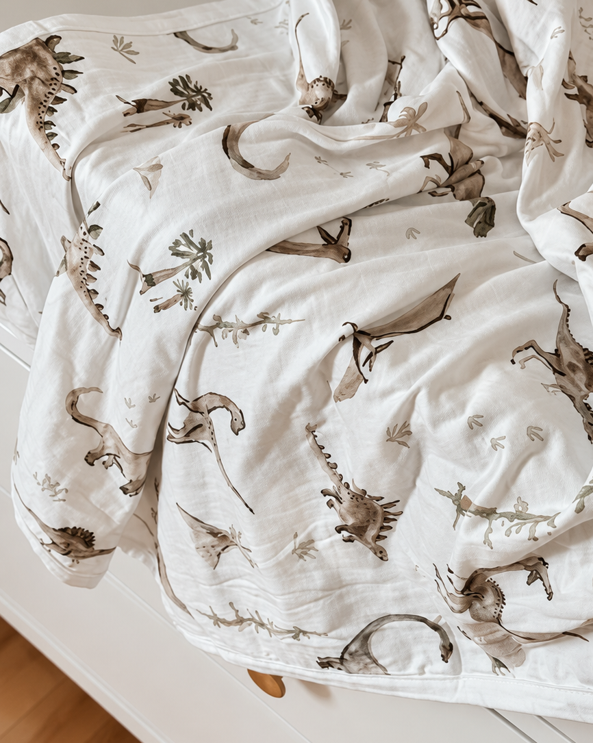 Doudou Jersey - Dinosaure / Palmier  34" x 44"