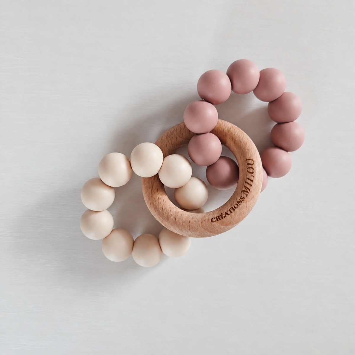 Hochet de dentition - Margot - Ivoire Dusty Mauve