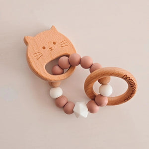 Hochet de dentition  - Petit Chat mauve