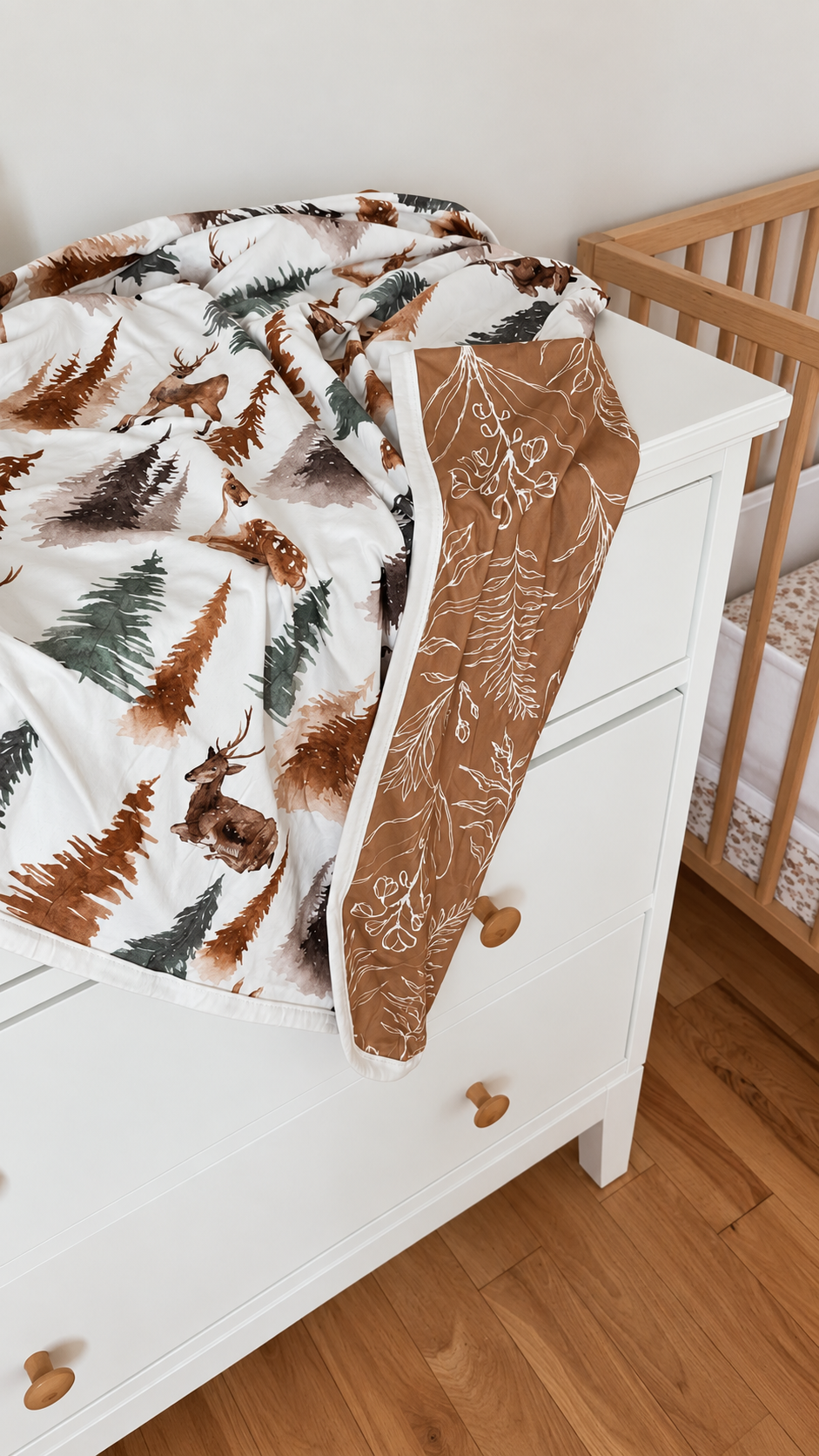 Doudou Jersey - Cerf / Feuillage 34" x 44"