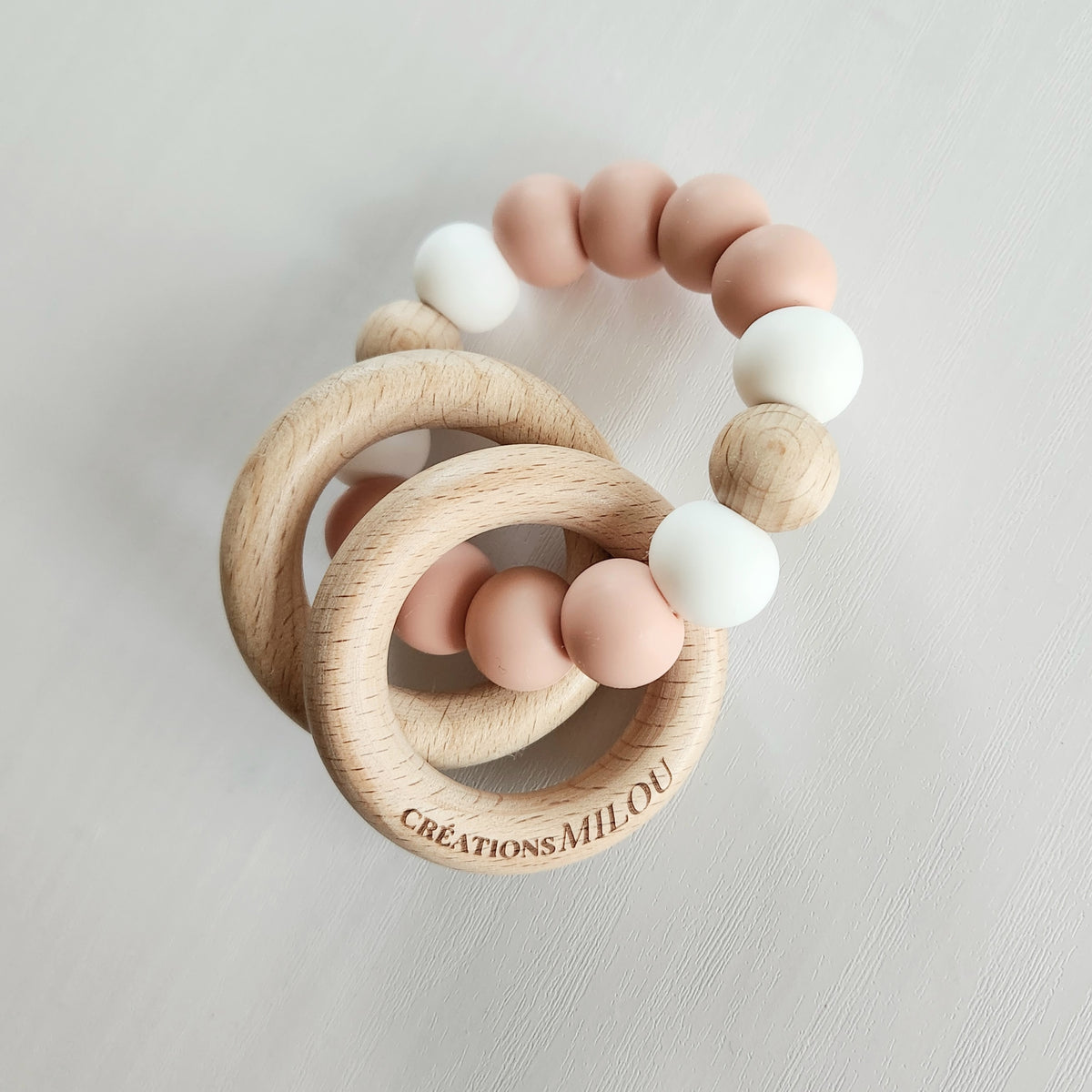 Hochet de dentition - Douceur - Pamplemousse et Blanc