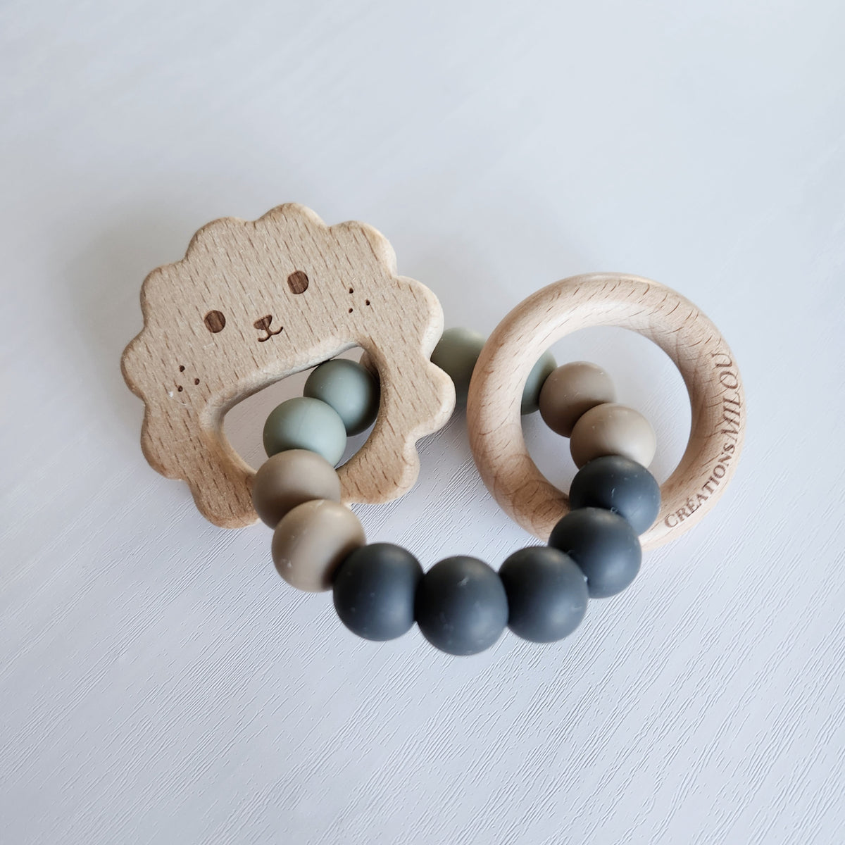 Hochet de dentition  - Petit Lion - Vert de gris