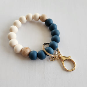 Bracelet porte-clé - Flannel blue & Ivoire